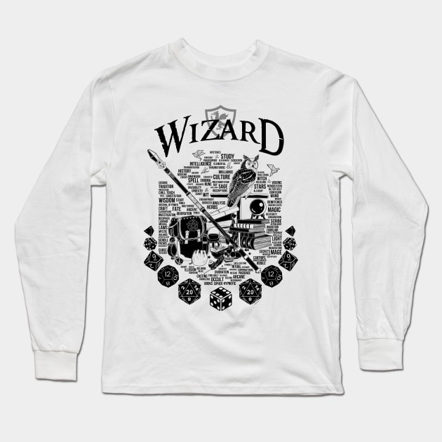 RPG Class Series: Wizard - Black Version Long Sleeve T-Shirt by Milmino